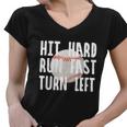 Vintage Hit Hard Run Fast Turn Left Baseball Funny Sport Gift Women V-Neck T-Shirt