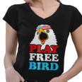 Vintage Play Free Bird Bald Eagle American Patriotic Usa Women V-Neck T-Shirt