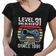 Vintage Video Gamer Birthday Level 31 Unlocked 31St Birthday Women V-Neck T-Shirt