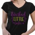 Wicked Little Cutie Halloween Quote V4 Women V-Neck T-Shirt