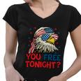 You Free Tonight Bald Eagle Mullet Usa Flag 4Th Of July Gift Women V-Neck T-Shirt