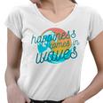 Ocean Wave Sunset  Happiness Comes In Waves Summer Gift Women V-Neck T-Shirt
