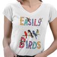 Easily Distracted By Birds Gift Funny Bird Gift Women V-Neck T-Shirt