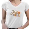 Hello Fall Hello Autumn Pumpkin Gift Women V-Neck T-Shirt