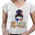 See You In Roevember Messy Bun Us Flag Groove Wave Text Women V-Neck T-Shirt
