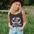 Cool Sugar Skull Cowboy Hat American Flag 4Th Of July Unisex Tank Top