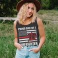 Firefighter Vintage Usa Flag Proud Dad Of A Firefighter Fathers Day Unisex Tank Top