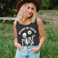 Witches Be Trippin Funny Halloween Skeleton And Witch Pun Unisex Tank Top