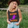 Womens Good Witch Halloween Riding Broomstick Silhouette Unisex Tank Top