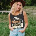 Womens Tea Books And Cats Cat Book Lovers Reading Book Unisex Tank Top