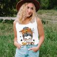 One Spooky Mama For Halloween Messy Bun Mom Monster Bleached V3 Unisex Tank Top