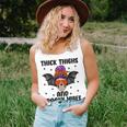 Thick Thights And Spooky Vibes Halloween Messy Bun Hair Unisex Tank Top