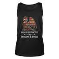 Easily Distracted By Dragon And Books Nerds Meaningful Gift Unisex Tank Top