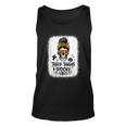 Funny Thick Thighs & Spooky Vibes Skull Messy Bun Halloween Unisex Tank Top
