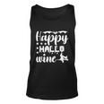 Happy Hallo Wine Cat Halloween Quote Unisex Tank Top