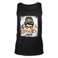 One Spooky Mama For Halloween Messy Bun Mom Monster Bleached V5 Unisex Tank Top