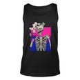 Skeleton Drinking Coffee Lgbtq Pansexual Pride Pan Flag Unisex Tank Top