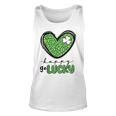 Happy Go Lucky Heart St Patricks Day Lucky Clover Shamrock Men Women Tank Top Graphic Print Unisex