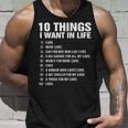 10 Things I Want In Life Cars More Cars Car Friend Unisex Tank Top Gifts for Him