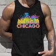 Colorful Chicago Skyline Paint Unisex Tank Top Gifts for Him