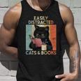 Easily Distracted By Cats And Books For Cat Lovers Unisex Tank Top Gifts for Him