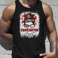 Firefighter The Red Proud Firefighter Fireman Aunt Messy Bun Hair Unisex Tank Top Gifts for Him