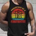 Firefighter Vintage Retro Proud Dad Of A Firefighter Fireman Fathers Day V3 Unisex Tank Top Gifts for Him