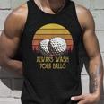 Funny Adult Humor Retro Sunset Golf Always Wash Your Balls Unisex Tank Top Gifts for Him