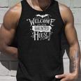 Halloween Welcome To Our Haunted House White Men Women Tank Top Graphic Print Unisex Gifts for Him