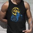 Howling Wolf Yellow Moon Unisex Tank Top Gifts for Him