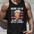 Joe Biden Falling Off Bike Funny Joe Biden Falls Off Bike Bicycle 4Th Of July Unisex Tank Top Gifts for Him