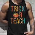Leopard Trick Or Teach Pumpkin Teacher Halloween Costume Unisex Tank Top Gifts for Him