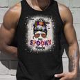 One Spooky Mama Mommy Halloween Mom Life Messy Bun Bleached Unisex Tank Top Gifts for Him