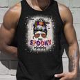 One Spooky Mommy Mama Halloween Mom Life Messy Bun Bleached Unisex Tank Top Gifts for Him