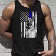 Patriotic German Shepherd Dog American Flag Thin Blue Line Gift Unisex Tank Top Gifts for Him