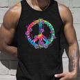Peace Sign Love Flowers 60S 70S Tie Dye Hippie Costume Unisex Tank Top Gifts for Him