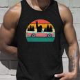 Sasquatch Bigfoot Driving Car Retro Sunset Funny Unisex Tank Top Gifts for Him