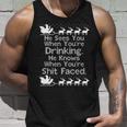 Sees You When Youre Drinking Knows When Youre Shit Faced Ugly Christmas Unisex Tank Top Gifts for Him
