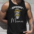 Spooky Mama Skull Messy Bun Glasses Leopard Halloween V2 Unisex Tank Top Gifts for Him