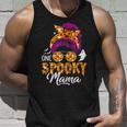 Womens One Spooky Mama Halloween Messy Bun Hair Ghosts Lover Unisex Tank Top Gifts for Him