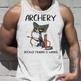 Archery Because Murder Is Wrong Funny Cat Archer Men Women Tank Top Graphic Print Unisex Gifts for Him