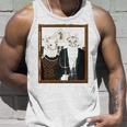 Funny American Gothic Cat Parody Ameowican Gothic Graphic Unisex Tank Top Gifts for Him