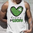 Happy Go Lucky Heart St Patricks Day Lucky Clover Shamrock Men Women Tank Top Graphic Print Unisex Gifts for Him