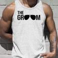 Mens The Groom Bachelor Party Cool Sunglasses White Unisex Tank Top Gifts for Him