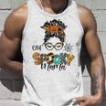 One Spooky Mama For Halloween Messy Bun Mom Monster Bleached Unisex Tank Top Gifts for Him