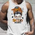 One Spooky Mama For Halloween Messy Bun Mom Monster Bleached V3 Unisex Tank Top Gifts for Him