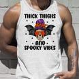 Thick Thights And Spooky Vibes Halloween Messy Bun Hair Unisex Tank Top Gifts for Him