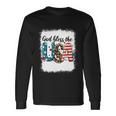 Bleached 4Th July God Bless The Usa Patriotic American Flag Long Sleeve T-Shirt Gifts ideas