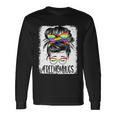 Bleached Free Mom Hugs Messy Bun Lgbt Pride Rainbow Long Sleeve T-Shirt Gifts ideas