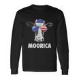 Cow 4Th Of July Moorica Merica Men American Flag Sunglasses Long Sleeve T-Shirt Gifts ideas